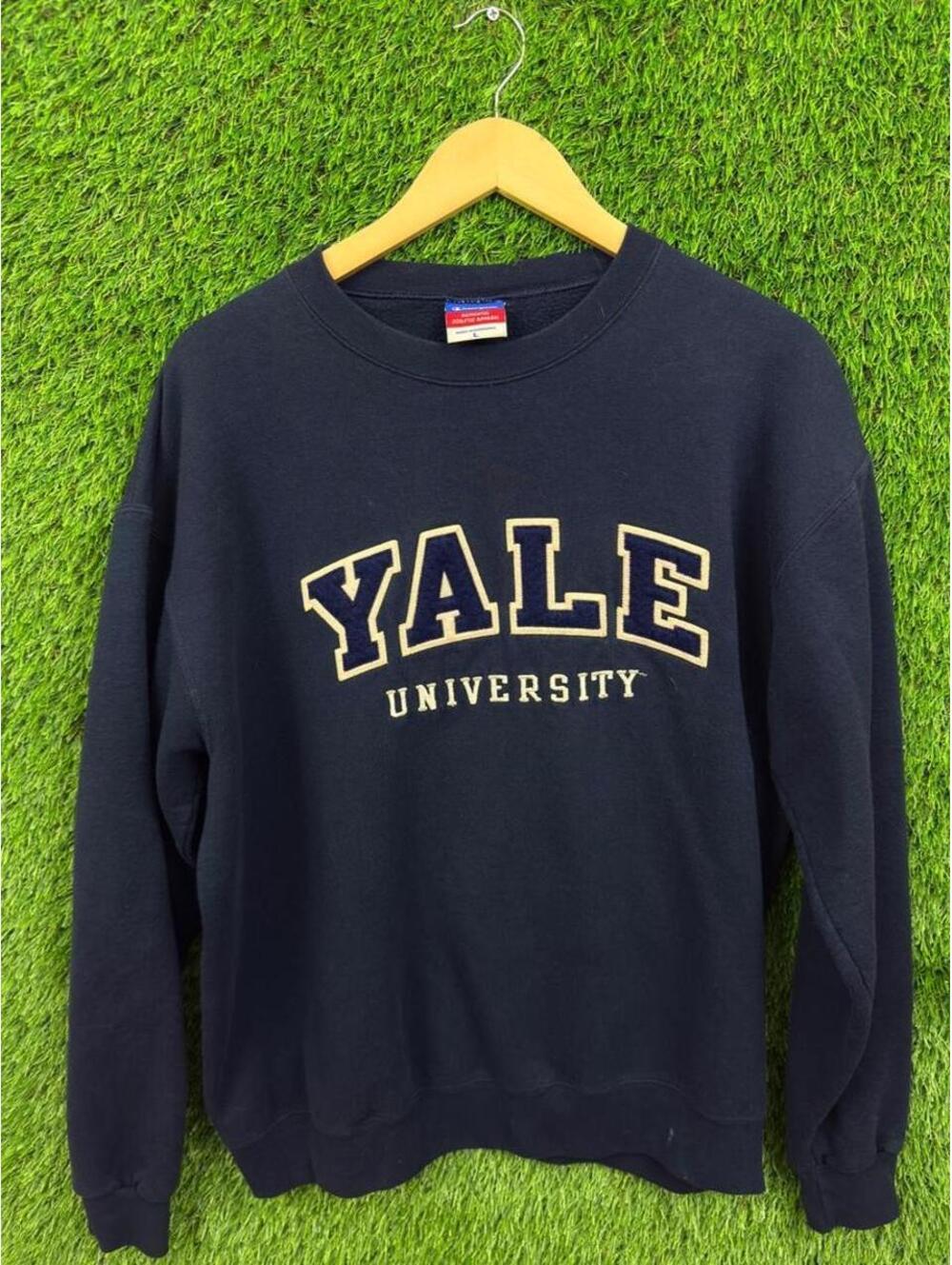 Vintage Champion Yale University Collegiate Crewneck Sweatshirt Navy Large